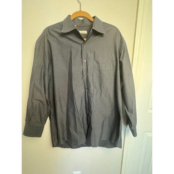 Ermenegildo Zegna Shirt Sz L 43/17 Gray Made in Italy Long Sleeve Button Mens - Picture 2 of 11